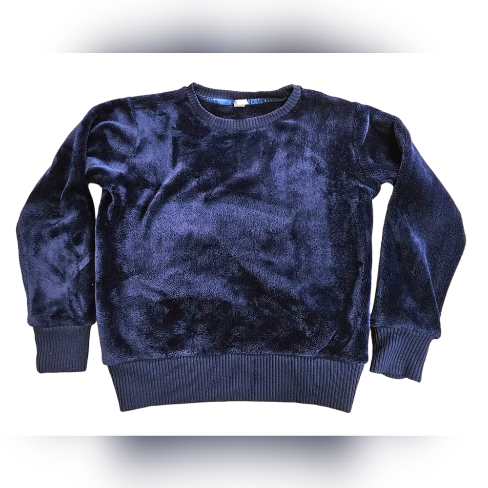 ATHLETA GIRL FEELIN ' GREAT CREW SWEATSHIRT THICK PLUSH dark Indigo blue, sz 12